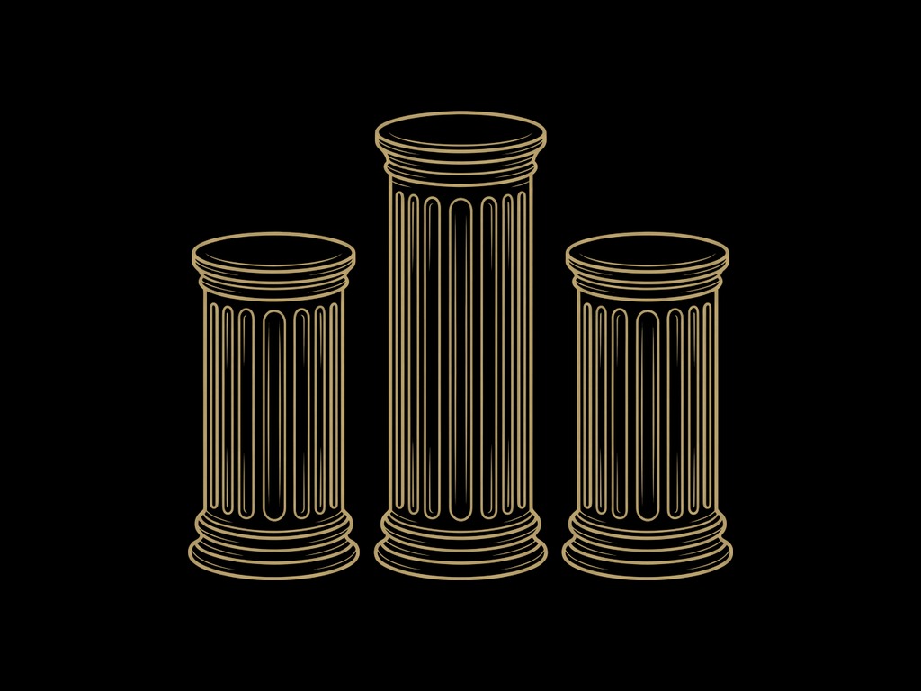 White Rippled Columns — Set of 3